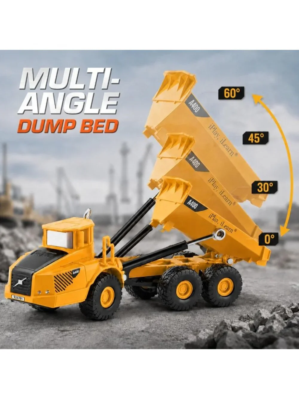 Heavy Duty Construction Playset with Metal Dump Truck, Excavator & Bulldozer
